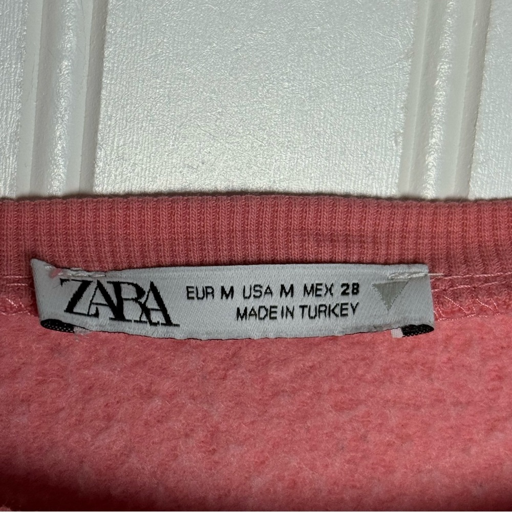 ZARA Bubble Gum Pink Cropped Short Sleeve Sweater Women’s Size Medium - Picture 6 of 9